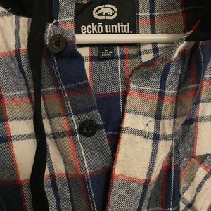Size large ecko unlimited flannel button down with hood